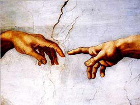 image of God's finger touching Adam's